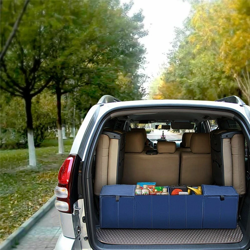Folding Car Trunk Storage Bag Oxford Cloth Car Trunk Tidy Bag Organizer Storage Box With Cooler Bag Sundries Pouch