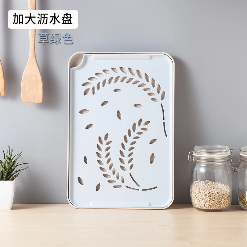Tea tray cup tray Household thick plastic double drain tray living room rectangular fruit tea tray ZP8051521 - Цвет: blue