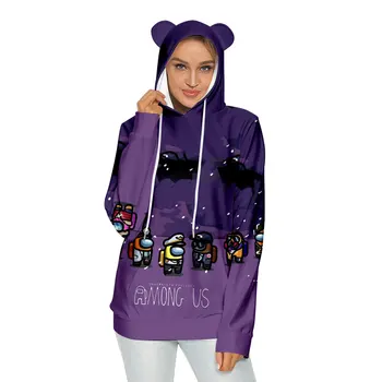

Among Us 3D Digital Hoodie Sweatshirt for Women Cute Cat Ears Gaming Anime Printed Clothes Fashion Spring Autumn Girls Sweatwer
