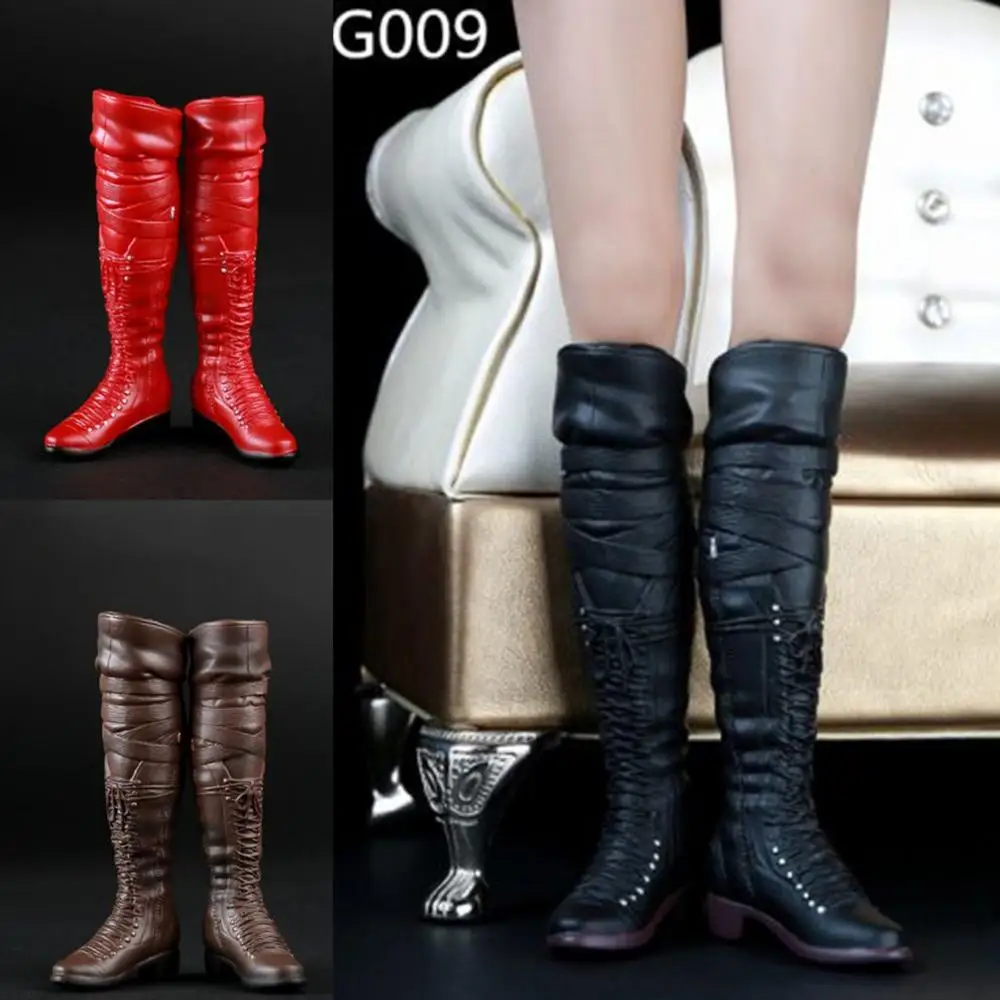

FG009 1/6 Female Shoes Leather Jackboots Red/Brown/Black for 12" Female Soldier Dolls