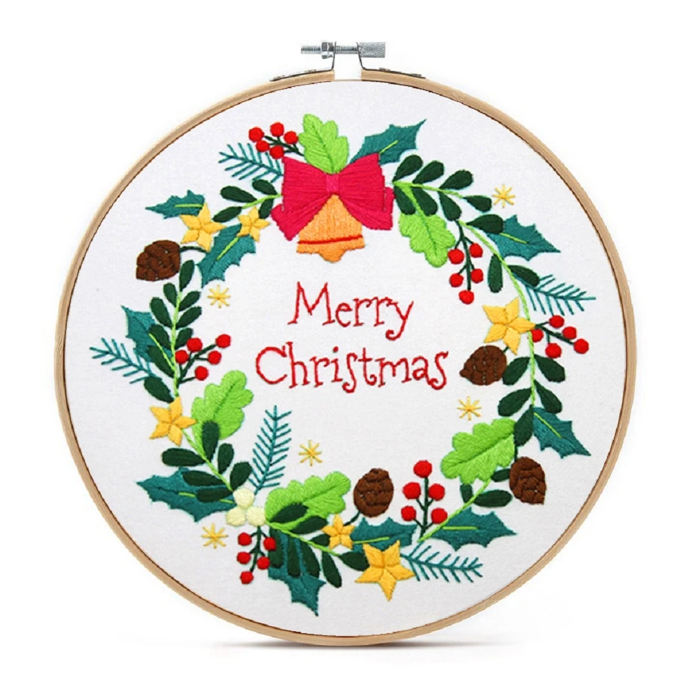 

Wreath Embroidery Kit Embroidery Hoop Embroidery Needle Canvas for Embroidery Threads for Embroidery Needlework Instruction