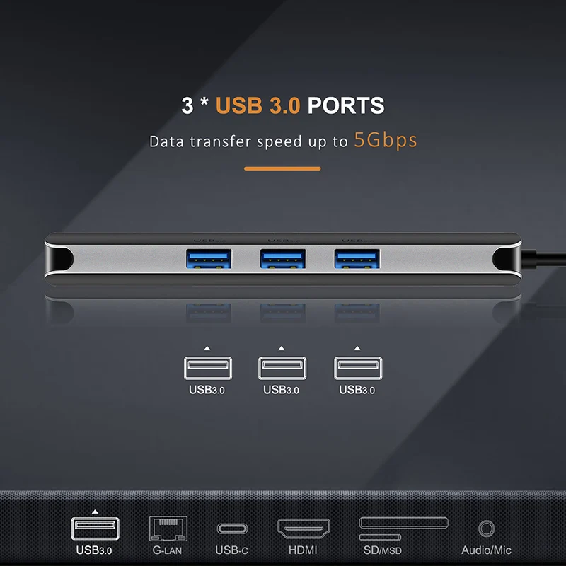 Кабельная док-станция USB C концентратор для нескольких USB 3,0 HDMI адаптер док-станция для MacBook аксессуары USB-C сплиттер 3 порта концентратор C042