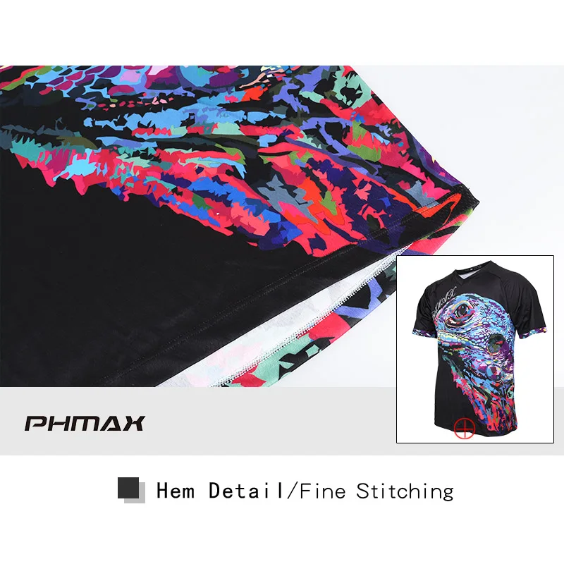 PHMAX, короткий рукав, Майки для велоспорта, дышащие, MTB, горные майки, быстросохнущие, для мотокросса, Джерси, для гонок, велосипеда, DH, рубашка, одежда