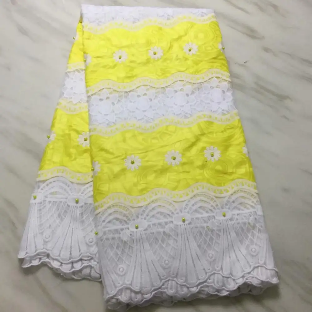 Жаккардовая парча ткань для платья Базен riche ткань желтая кружевная ткань африканская ткань Базен кружево с бисером высокое качество 5 ярдов