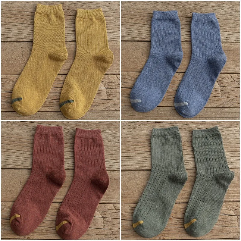 A each color 1 pair 4 пара/лот осенне-зимние Хлопковые женские рождественские носки Модные дышащие носки для пар удобные повседневные носки для девочек 1012 - Цвет: A each color 1 pair