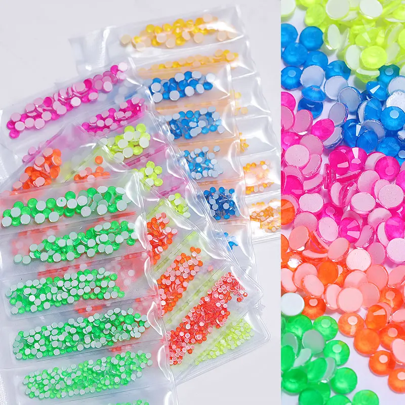 

6 Grids Flat-back Shiny Fluorescent Nail Rhinestones Multi-sizes Charm Nail Art Diamond Decorations SS6-SS20 Gems Accessories