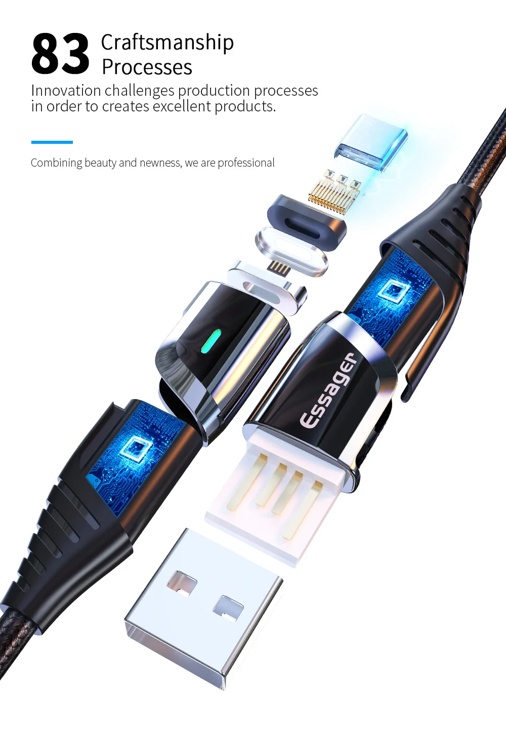 

For Essager Magnetic Charger Micro USB Cable Data Fast Charging USB Type C Cable for Xiaomi Samsung HUAWEI Cable USB Cord