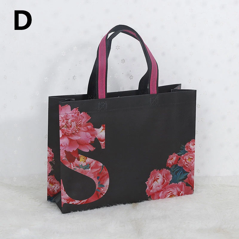 thumbnail image 1 of Bolsa de compras ecológica, reutilizable, no tejida, plegable, con estampado de flores, para cocina, baño y hogar, 1 of 5