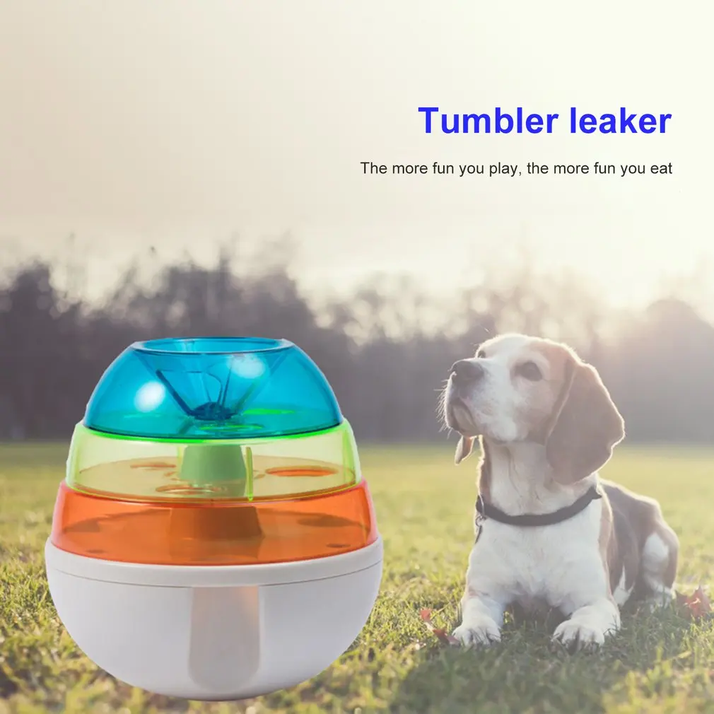 Pet Tumbler Leaking Toy Cat And Dog Puzzle Automatic Leaking Device Pet Leaking Food Ball Rainbow Slow Food
