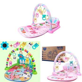 

4 in 1 Baby Gym Floor Play Mat Music game blanket pedal Activity Center Kick And Play Piano Toy early education story machine