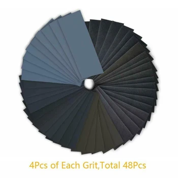 

48pcs Wet Dry Sandpapers 120 220 320 400 600 800 1000 1200 1500 2000 2500 3000 Grit Sand Paper RV Parts Accessories