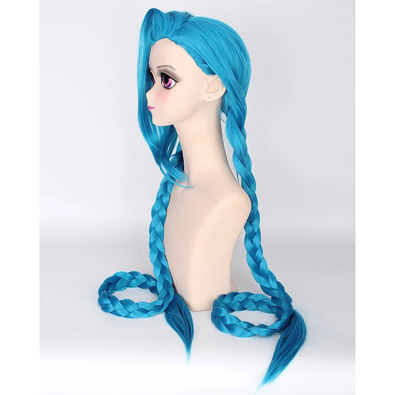 HAIRJOY ??ڽ Lol Jinx 100cm  Ķ  극̵ ҷ ִϸ̼ ǻ   ռ Ӹī
