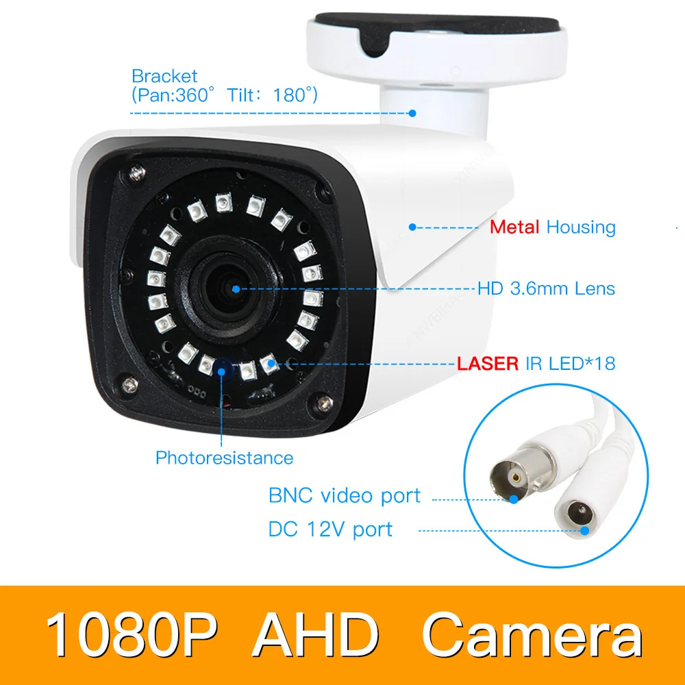 8ch 1080P AHD комплекты системы видеонаблюдения CCTV безопасности Гибридный DVR наружный металлический bulllet AHD камера видеонаблюдения P2P XMEYE 2MP комплекты
