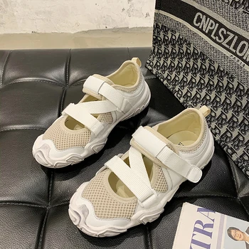 

Summer Women Platform Sneakers Fashion Thick Sole Casual Shoes Female White Mesh Breathable Sports Trainers Slip On Woman Shoes