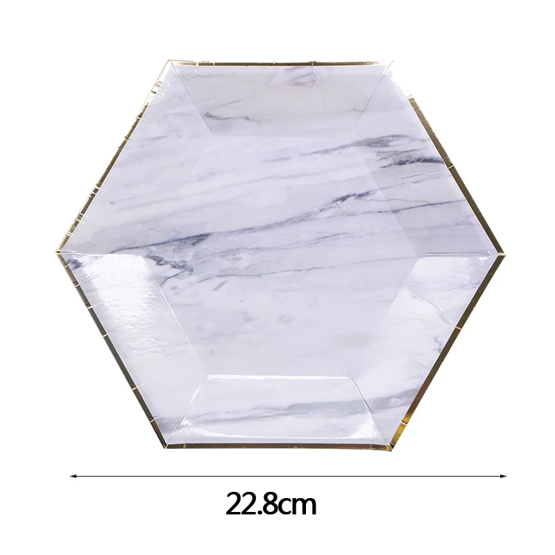 8pcs marble plate Розовое золото вечерние одноразовые бумажные соломинки/чашки/тарелки дети день рождения для украшения детского душа сувениры вечерние принадлежности - Цвет: 8pcs marble plate