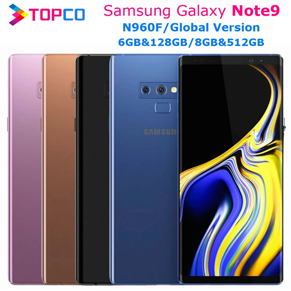 Samsung-teléfono inteligente Galaxy Note 9 N960F, teléfono móvil Original libre con 128GB RAM, 512GB rom y 6,4 GB rom, Exynos Octa Core, pantalla de pulgadas, cámara Dual de 12,0mp, reconocimiento de huella dactilar, soporta NFC