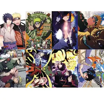 

8pcs/set Naruto Wall Stickers Poster Retro Anime Students Dormitory Stationery Posters Uzumaki Kakashi Piece Bar Cafe Home Decor