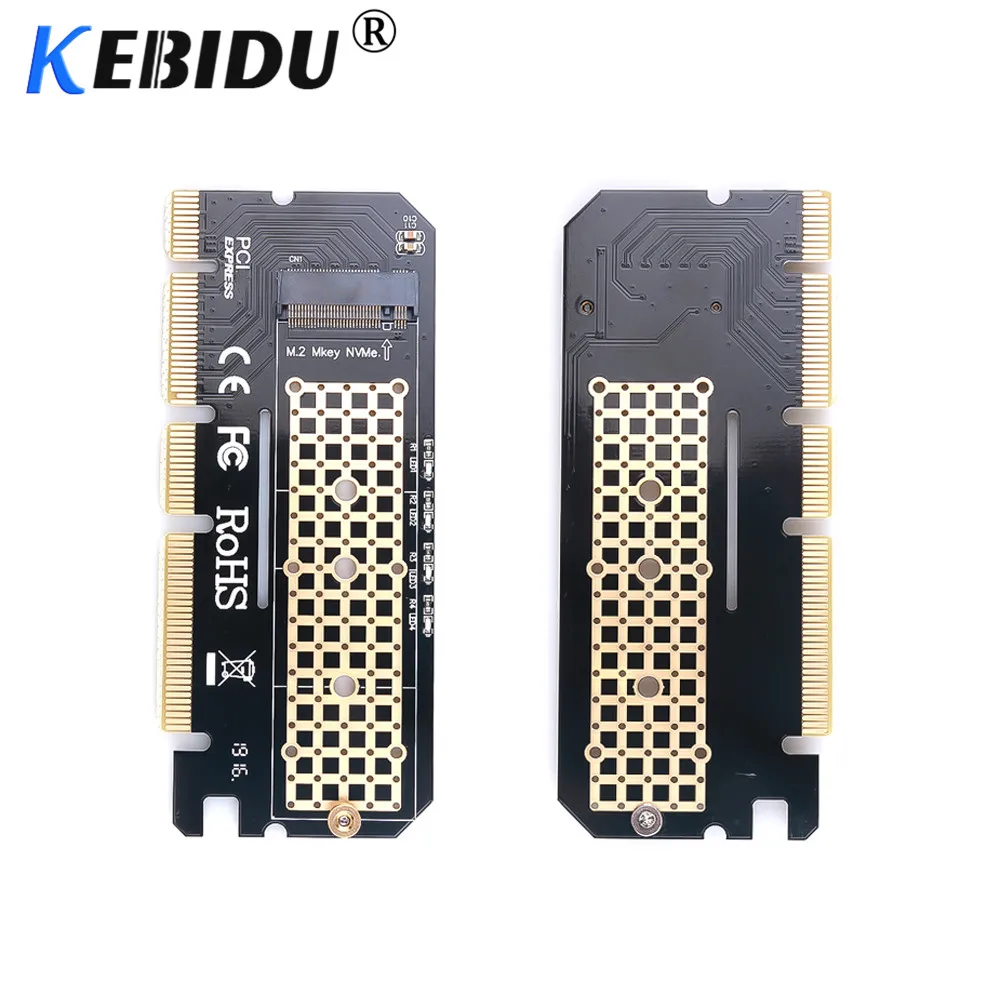 Kebidumei M.2 NVME PCIE to M2 адаптер Светодиодный NVME SSD M2 PCIE x16 карта расширения компьютерный адаптер Интерфейс M.2 NVMe SSD To PCIE