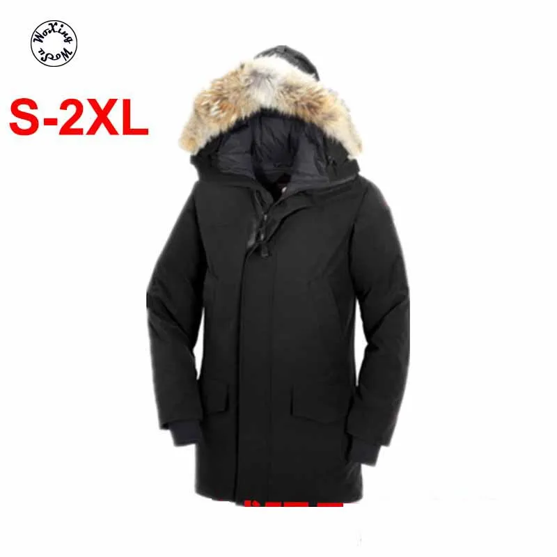 

Men's thickened warm, windproof, waterproof and cold proof goose down jacket medium long loose large coat winter