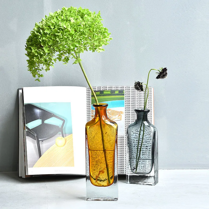 

European New Fashio Colorful Transprent Glass Vase Hydroponics Home Living Room Decoration Flower Arrangement Ornament Artware