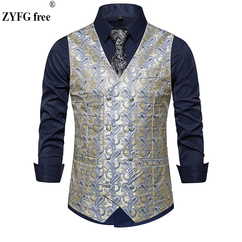New arrival men fashion suit vest business casual style Double-breasted design vest Cashew flowers pattern sleeveless garmen New arrival men fashion suit vest business casual style Double-breasted design vest Cashew flowers pattern sleeveless garmen