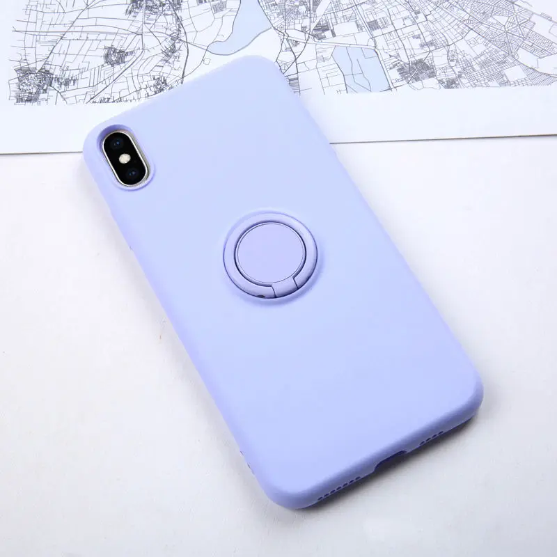 Роскошный мягкий жидкий силиконовый чехол для iPhone 11 Pro Max XS X 7 8 6 S 6 S XR подставка кольцо держатель тонкий чехол для iPhone11 Pro Чехол - Цвет: Purple