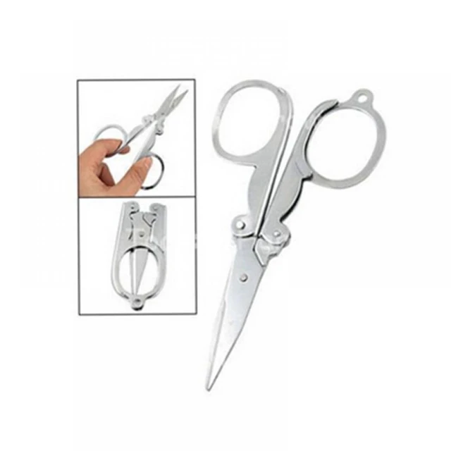 Portable Folding Stainless Steel Scissors Mini Folding Scissors Travel  Scissors Color Silver