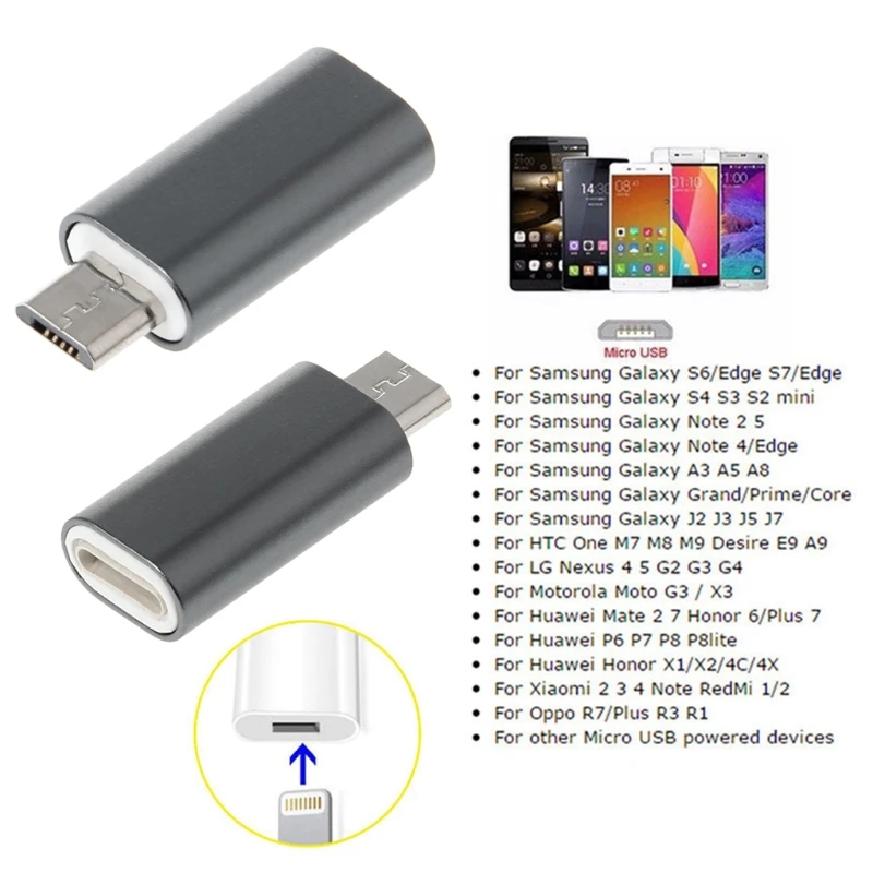 8Pin Lightning Женский к Micro USB Мужской адаптер конвертер для Android сотового телефона 77UA