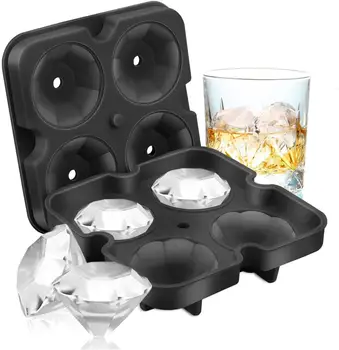 

Ice Cube Trays Diamond Ice Cube Molds Reusable Silicone Flexible 4 Cavity Ice Maker for Chilling Whiskey Cocktails