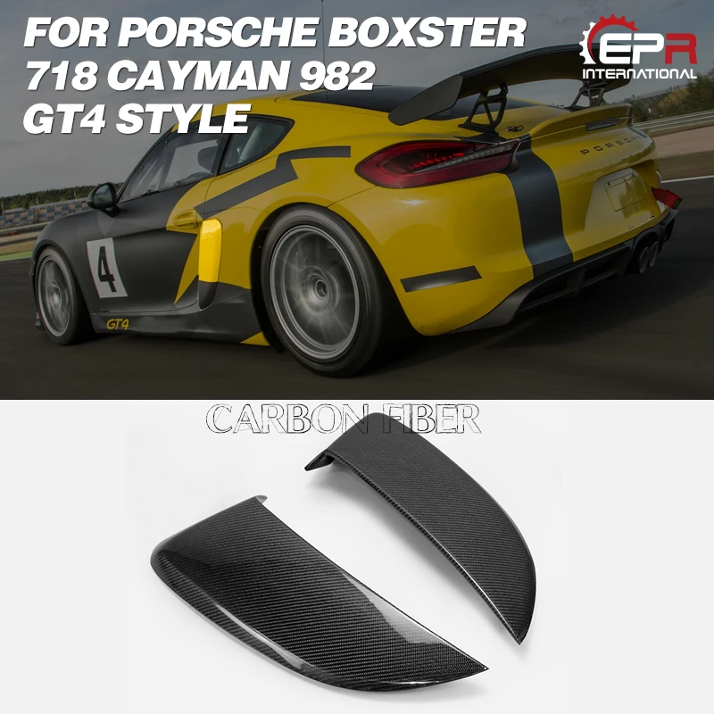 

GT4 Style Carbon Fiber Side Vent Glossy Finish Air Intake Cover Fibre Fender Duct Kit For Porsche 2016 On Boxster 718 Cayman 982