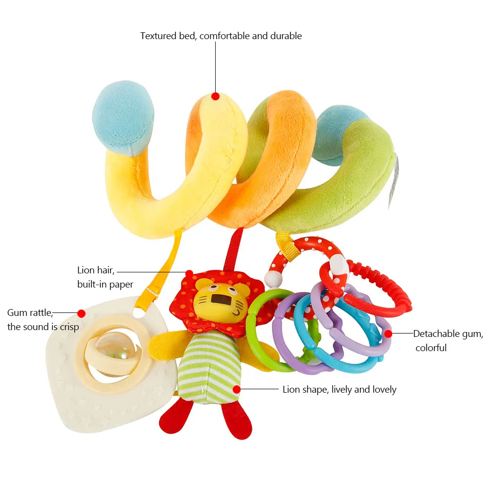 Детская коляска, игрушки, милые животные, погремушка, кровать, кроватка, автомобильная подвесная коляска, спиральные плюшевые успокаивающие игрушки для новорожденных, развивающие погремушки