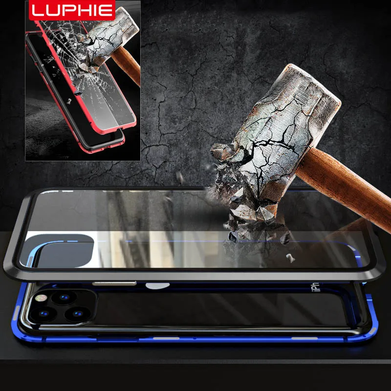 Магнитный чехол для iphone 11 Pro Max, чехол 360, передняя задняя прозрачная стеклянная крышка, металлический бампер 360 для iphone 11 Pro, роскошная Броня