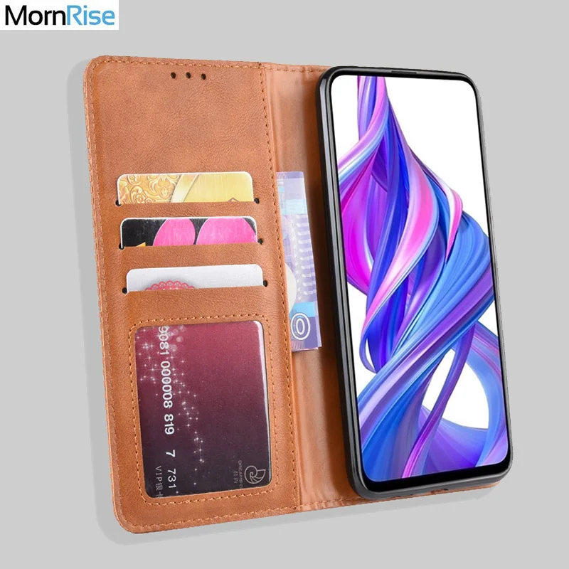 

For Huawei Honor 9X / 9X Premium Case Book Wallet Vintage Slim Magnetic Leather Flip Cover Card Stand Soft Cover Luxury Bags