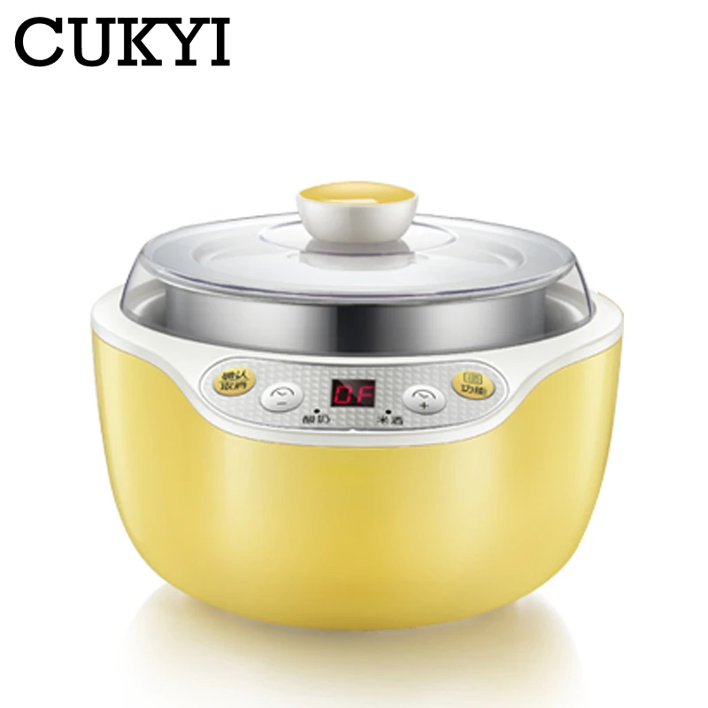 CUKYI 1L Electric Intelligent multifunction Yogurt Natto Maker Stainless steel ceramic liner Automatic Rice wine making machine