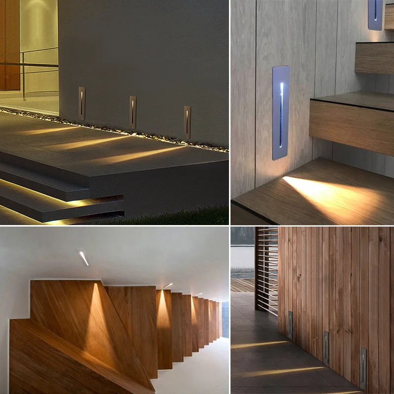 3W Ressessed Led Stair waterproof IP65 AC85-265V indoor corner step stairway hallyway staircase lamp sensor lamp