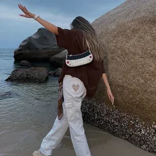 

Women Korean High Waist Street Embroidery Wide Leg Pants Trend Jeans for High Waisted Jeans New Summer 2021 Jeans Women Pants