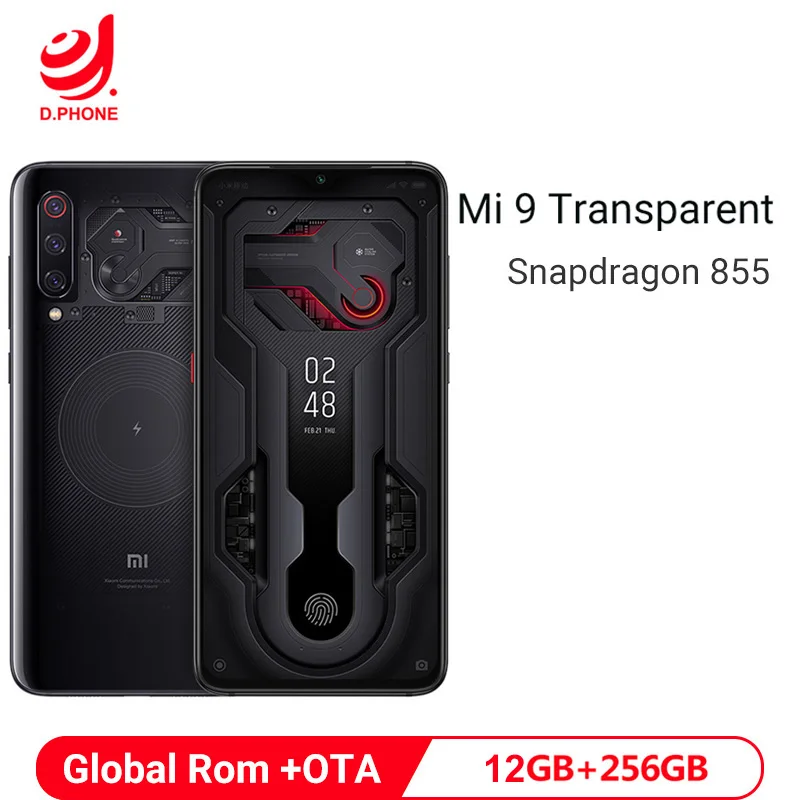 Global rom Xiaomi Mi 9, прозрачный, 12 Гб, 256 ГБ, Смартфон Snapdragon 855, 6,39 дюйма, 48мп, тройная камера, мобильный телефон, Беспроводная зарядка