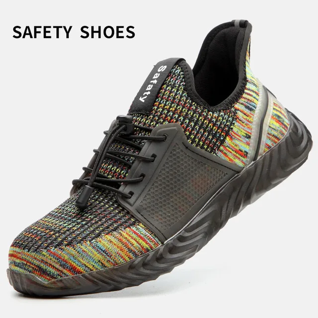 Air Mesh Work Safety Boots Breathable Men Safety Shoes Steel Toe Work Shoes For Men Anti-smashing Construction Sneaker