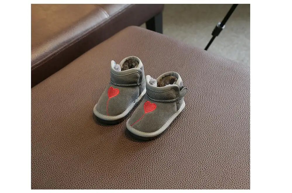 Genuine Leather Baby Girl Boots Warm Fur Little Children Winter Boots Outdoor Non-slip Toddler Boots 0-3 Years Baby Snow Boots