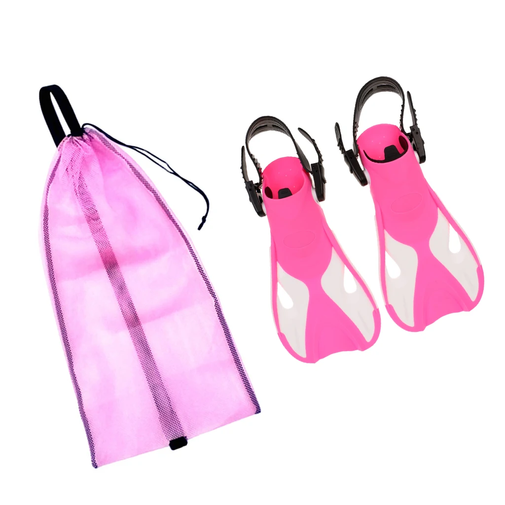Pink 37-41 Портативные ласты для обучения плаванию для молодежи и взрослых с сетчатой сумкой для дайвинга-плавательный бассейн, Пляжное оборудование для обучения - Цвет: Pink 37-41