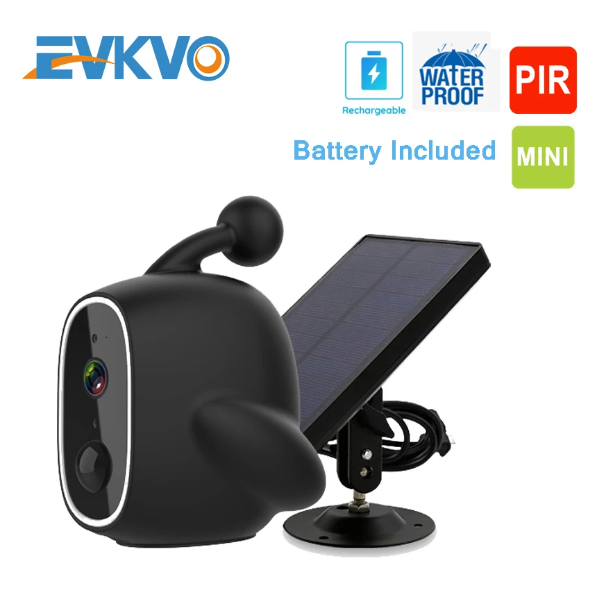EVKVO 1080P Мини Солнечная батарея камера Открытый IP67 Водонепроницаемый IP Wifi 2MP PIR