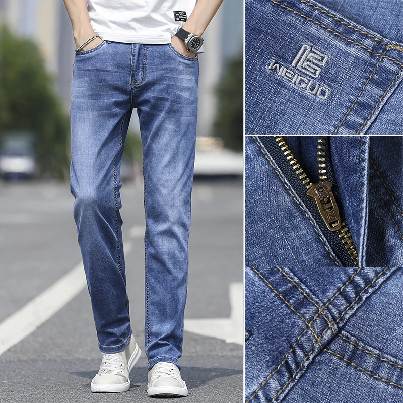 Pantalones vaqueros de corte recto para hombre, Jeans negocios informales elásticos de alta, primavera, 2021|Pantalones vaqueros| - AliExpress