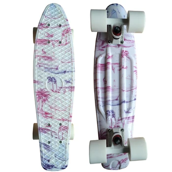 

CHI YUAN Pine Tree Graphic Graphic Printed Plastic Mini Cruiser Skateboard 22" X 6" Retro Longboard Skate Long Board