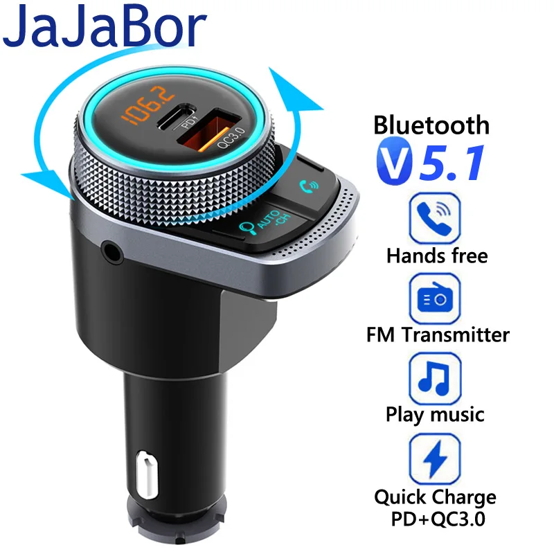 JaJaBor FM передатчик Голосовая помощь USB QC3.0 PD Тип C автомобильное зарядное