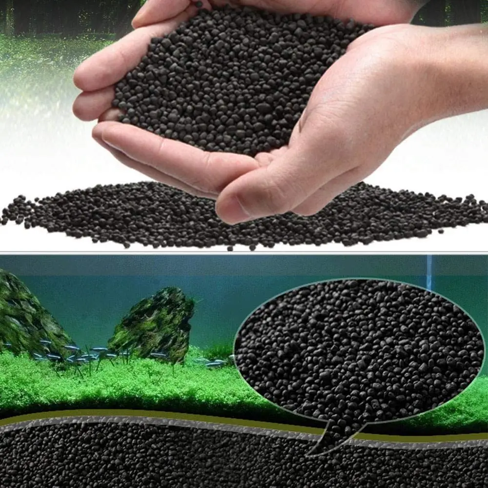 500g Aquarium Planted Substrate Sand, Soil Fertilizer Mud for Fish Tank Plants Care Freshwater