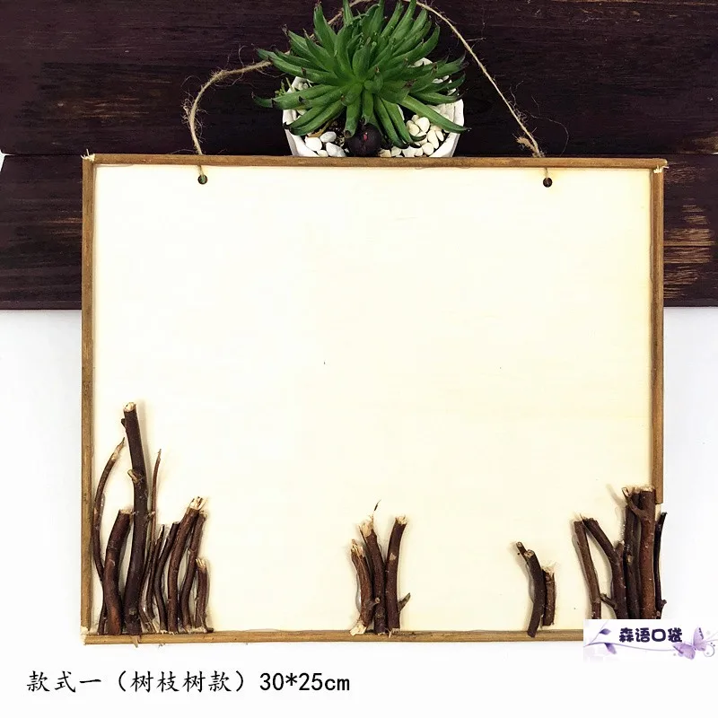 

30*25cm Environmental Layout Wall Decoration Material Square Graffiti Wooden Board Branches Hanging Ornaments