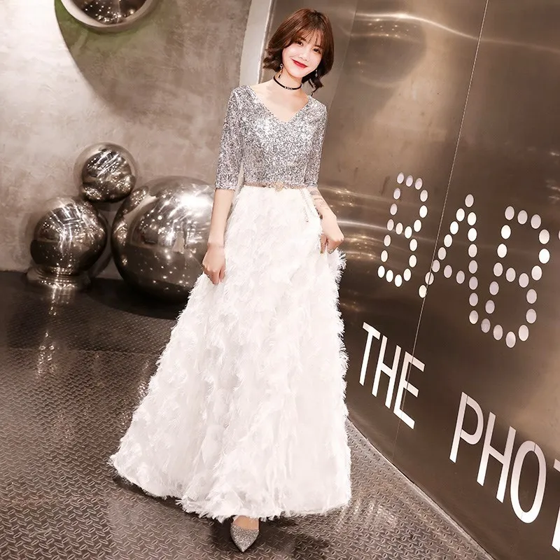 

2020 Sale Vestidos De Festa Curto Gengli Evening Dress 2020 New Banquet Noble Lady Long Net High-end Atmosphere Women's Autumn