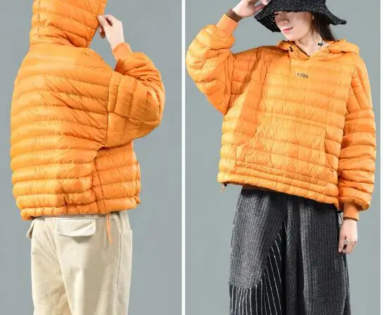 Winter New Style Literature And Art Loose-Fit Pullover Warm Hoodie Hooded Light down Jacket Blouses Cotton Coat