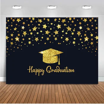 

Happy Graduation Backdrop for Photography Party Decoration Banner Gold Glitter Background for Photo Studio Class of 2020