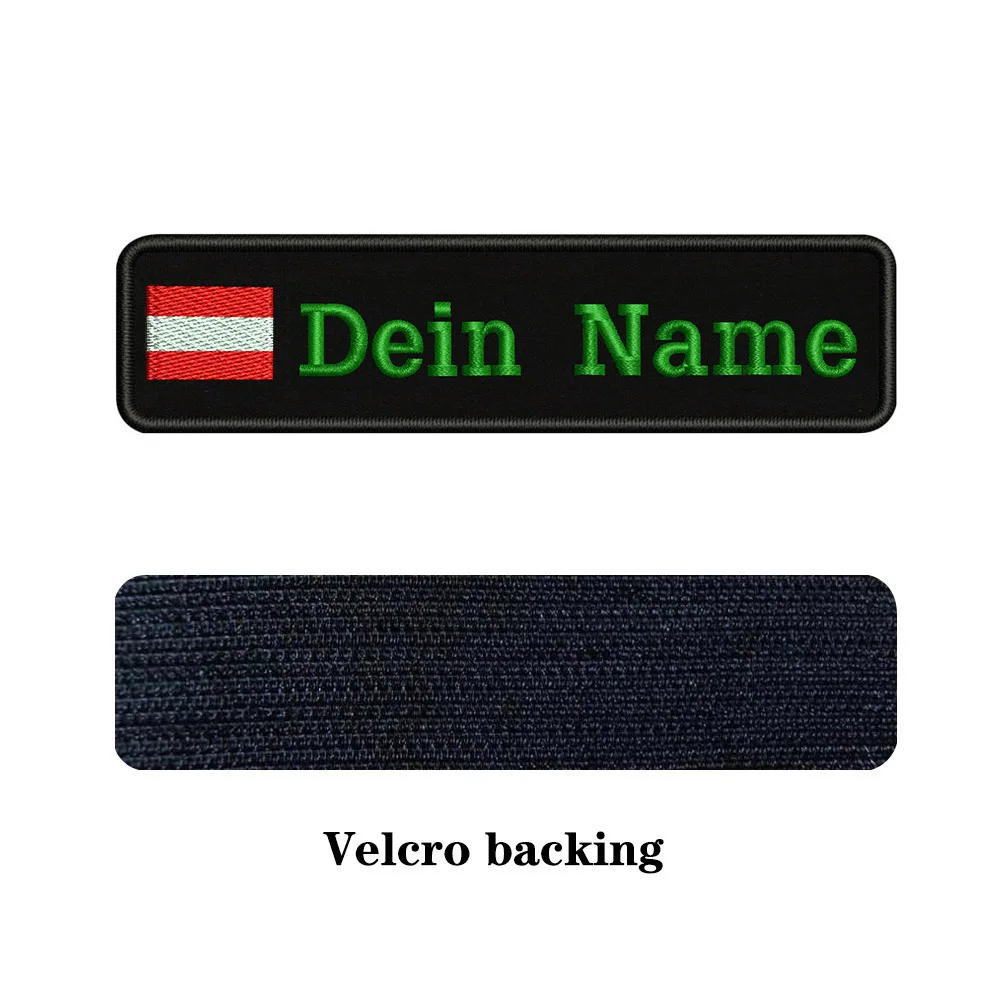 green-Velcro Вышивка на заказ Австрийский флаг имя или заплатка с текстом 10 см* 2,5 см значок Железная на или липучке Подложка для одежды брюки рюкзак шляпа - Цвет: green-Velcro